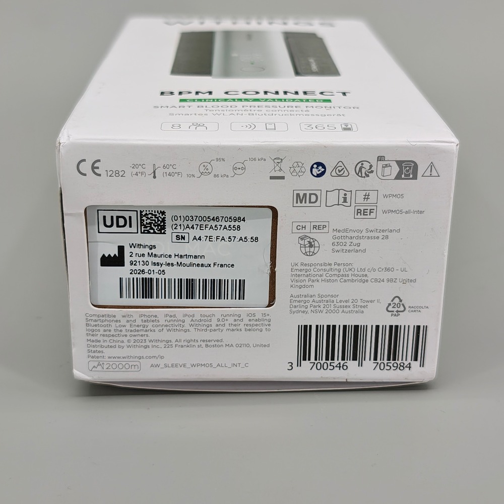 Withings BPM Connect Smart Blood Pressure Monitor Wi-Fi Bluetooth WPM05 White - Picture 6 of 8